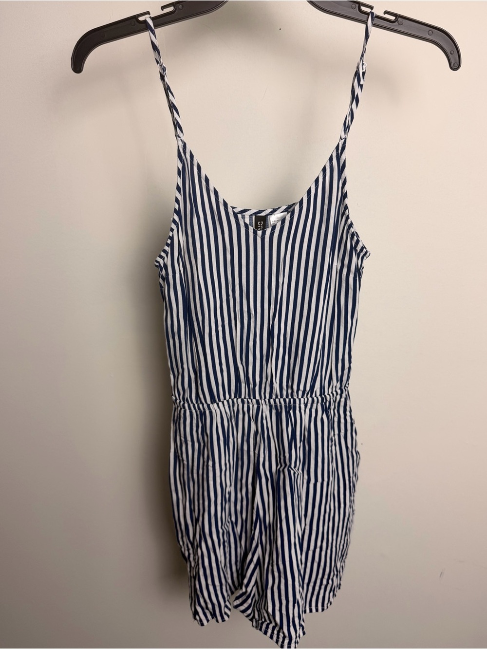 H&M Divided Navy Blue White Striped Romper Size XS Sleeveless Jumpsuit